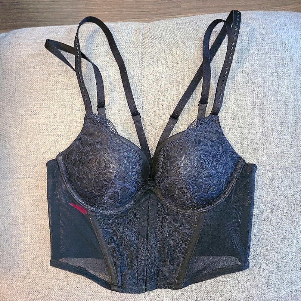 La SENZA, Black Bustier Bra, Size 32B.